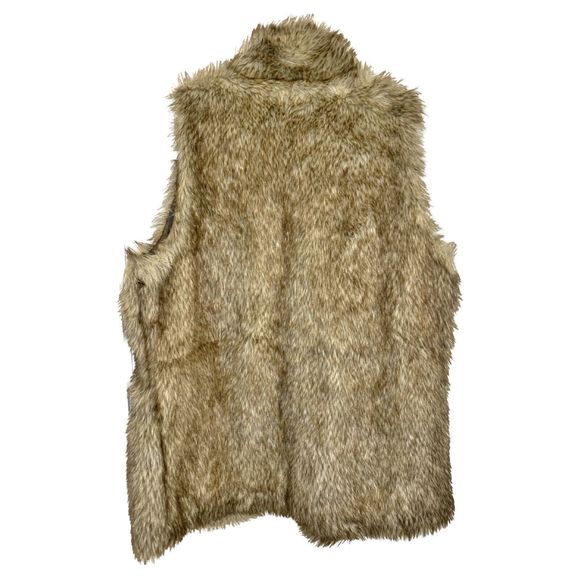 Charming Charlie Vegan Faux Fur Vest Open Front Pockets Brown Tan Beige Medium M - Picture 3 of 7